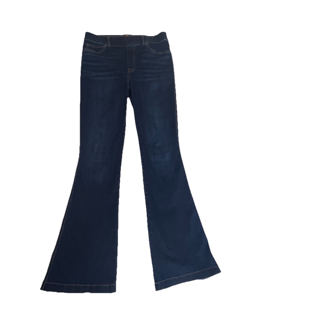 SPANX FLARE Dark Blue Midnight Shade Pull-on Jeans #20327R-LARGE 33" Waist EUC
